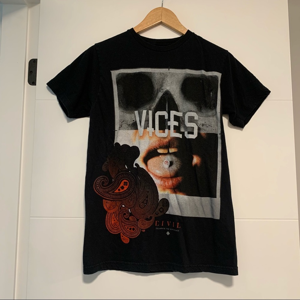 Civil | Black Graphic Skull Vices Tee Shirt